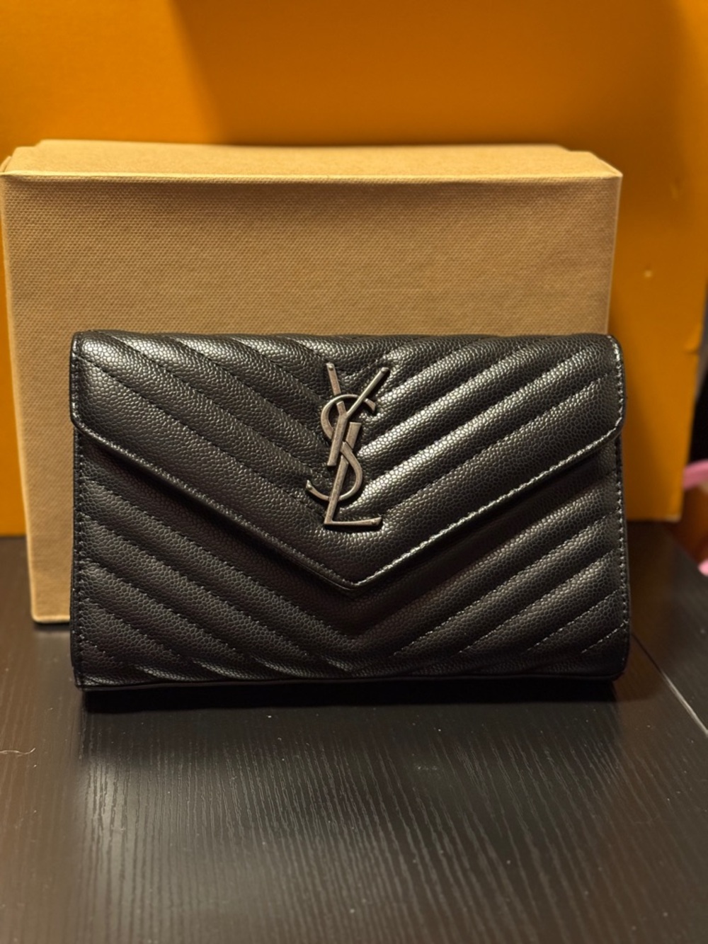 Fantastic black chevron quilted crossbody with chain strap